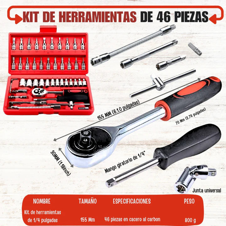 KIT DE HERRAMIENTAS DE 46 PIEZAS