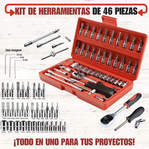 KIT DE HERRAMIENTAS DE 46 PIEZAS