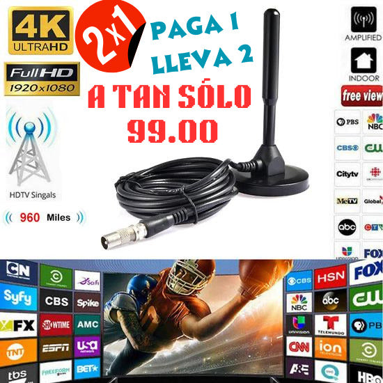 ANTENA DIGITAL 4K TV 2 X 1 PAGA 1 LLEVA 2