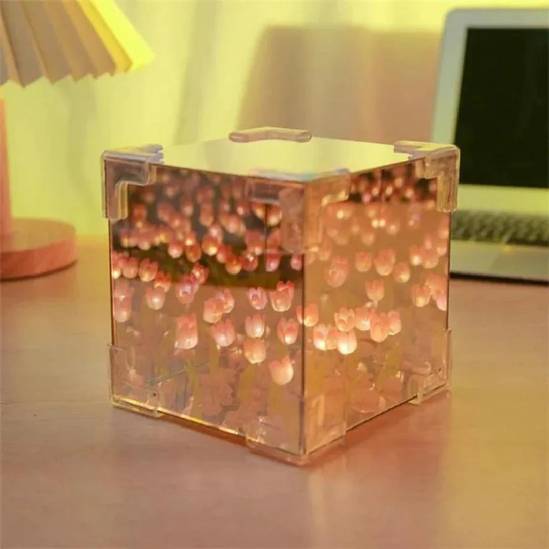 LAMPARA CON TULIPANES ETERNOS BOX