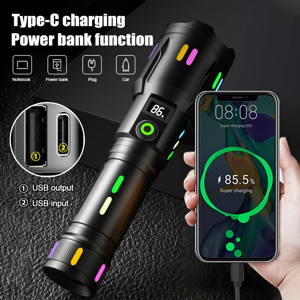 LINTERNA LED TÁCTICA DE ALTO ALCANCE Y ALTA POTENCIA
