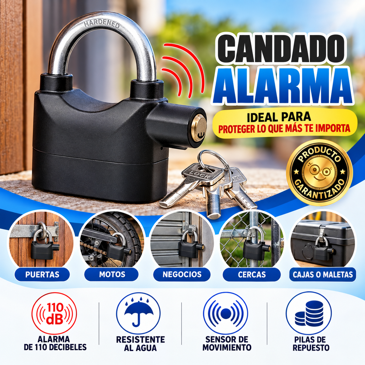 CANDADO ALARMA MULTIFUNCIONAL