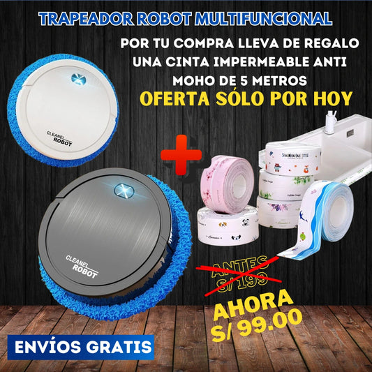 ROBOT TRAPEADOR MULTIFUNCIONAL + CINTA IMPERMEABLE ANTI MOHO