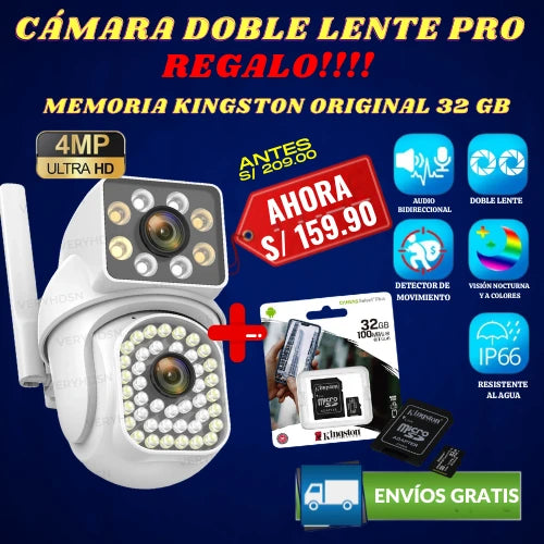 CAMARA DOBLE LENTE PRO + MEMORIA KINGSTON 32 GB