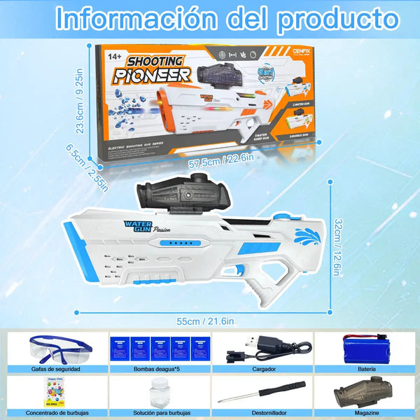 PISTOLA 3 EN 1 AGUA-HIDROGEL Y BURBUJAS