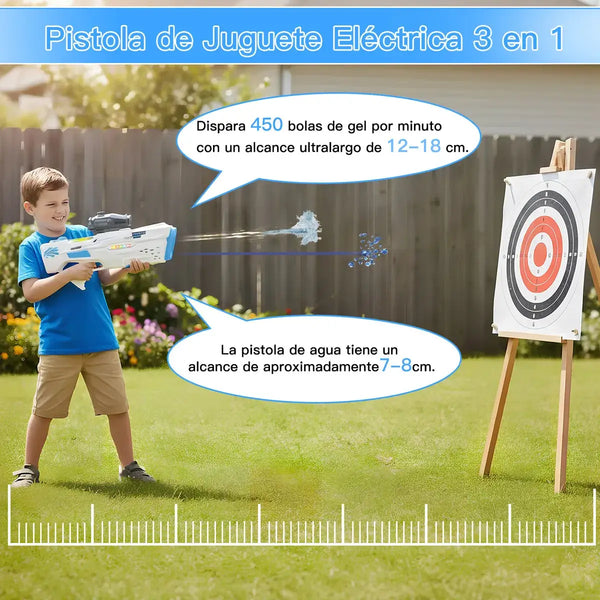 PISTOLA 3 EN 1 AGUA-HIDROGEL Y BURBUJAS