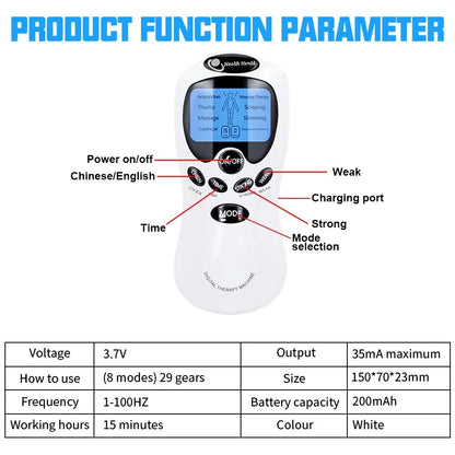 ELECTRO ESTIMULADOR MUSCULAR CON 8 CABEZALES